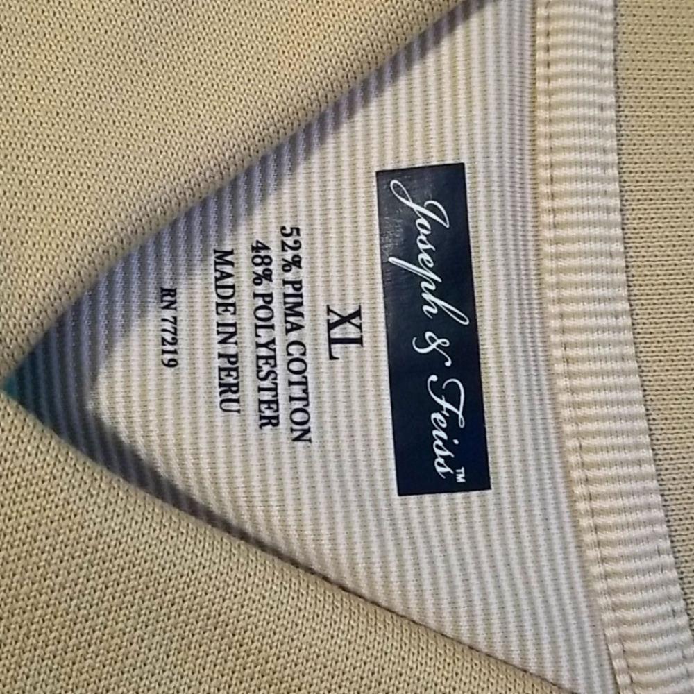 Joseph & Feiss tan polo shirt XL. Made in Peru.